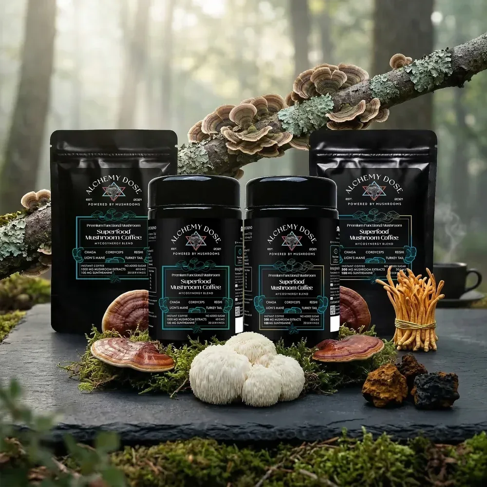 Packaging Alchemy Dose MycoSynergy Mushroom Coffee