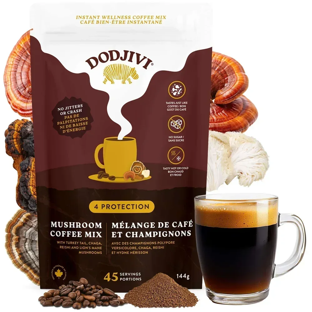Packaging DODJIVI 4 Protection Instant Organic Mushroom Coffee