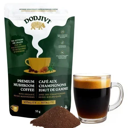 Packaging DODJIVI Vitality Instant Organic Mushroom Coffee