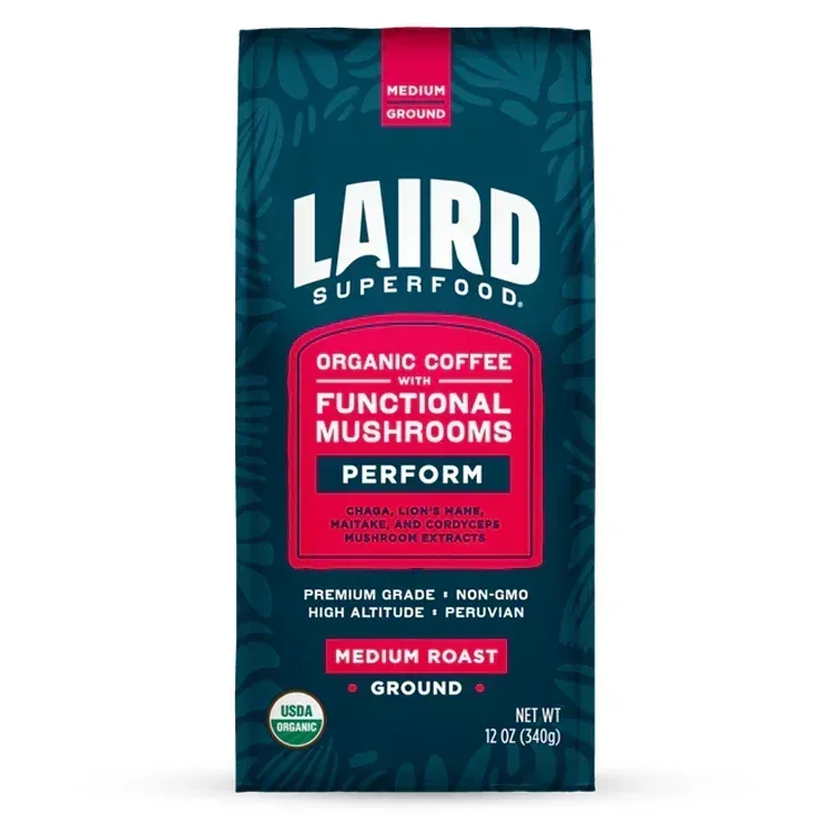 Packaging Laird Superfood Organic PERFORM Functional Mushroom Coffee