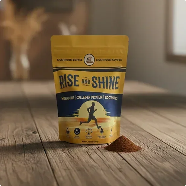 Packaging Rise & Shine Mushroom Coffee