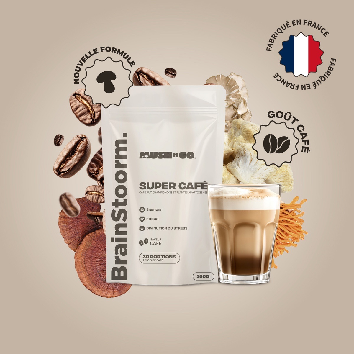 Packaging Brainstoorm Mushroom Coffee